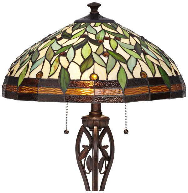 Robert Louis Tiffany Leaf and Vine 60  Tiffany-Style Floor Lamp - Image 6