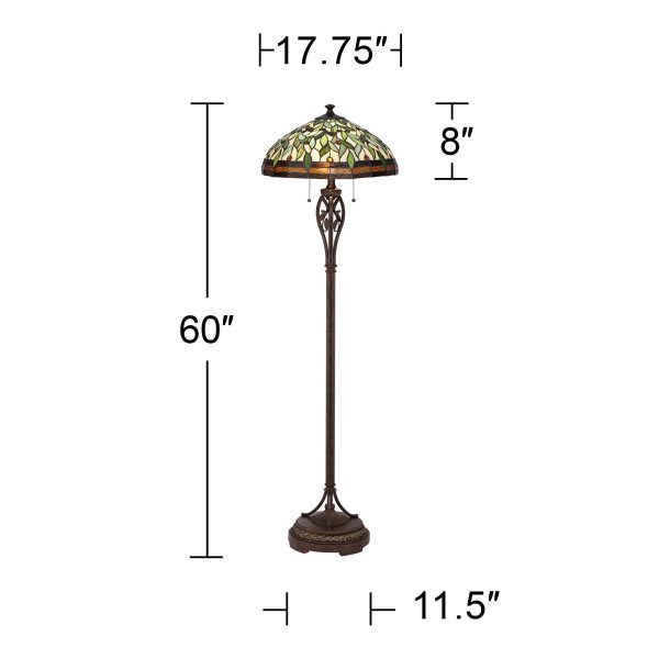 Robert Louis Tiffany Leaf and Vine 60  Tiffany-Style Floor Lamp - Image 5