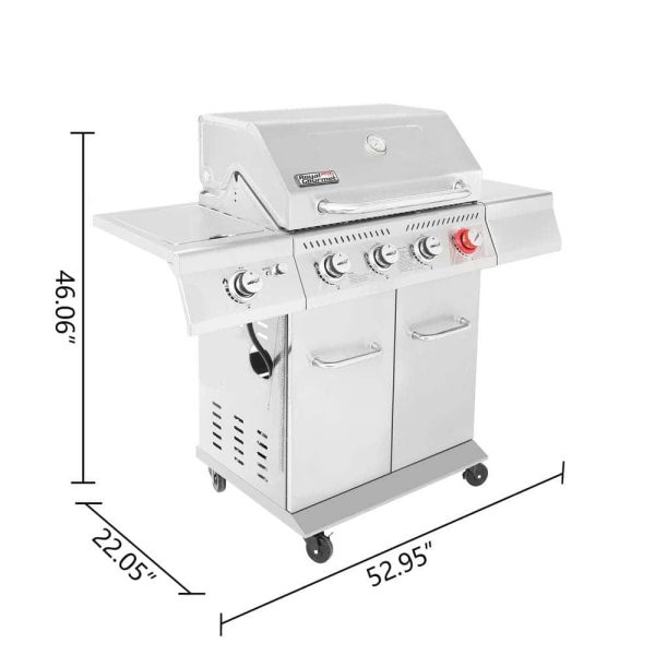GA4402S 4-Burner Propane Gas Grill in Stainless Steel with Sear Burner and Side Burner - Image 7