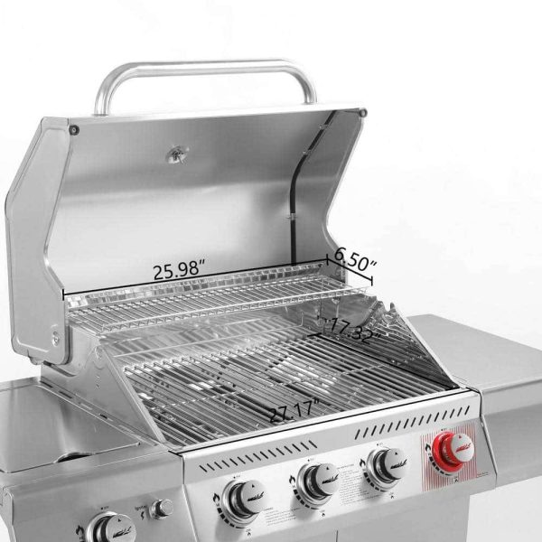 GA4402S 4-Burner Propane Gas Grill in Stainless Steel with Sear Burner and Side Burner - Image 10