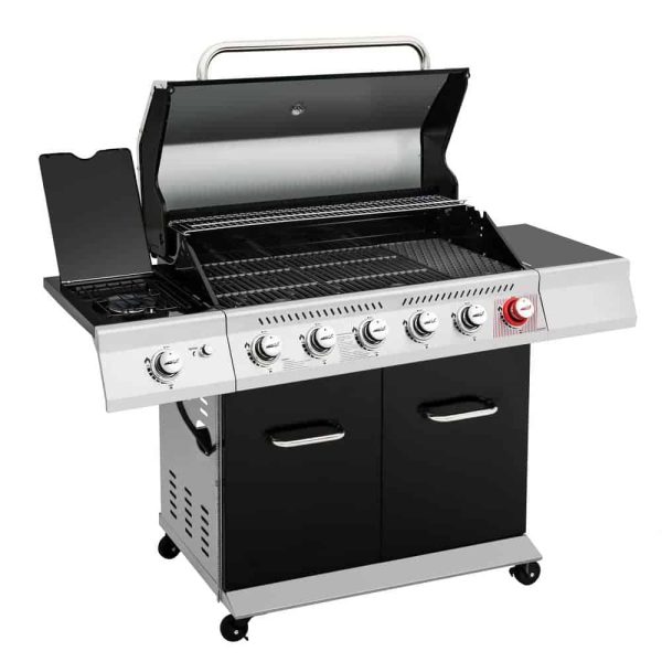 GA6402H 6-Burner BBQ Liquid Propane Gas Grill with Sear Burner and Side Burner, 74,000 BTU, Cabinet Style Grill in Black - Image 6