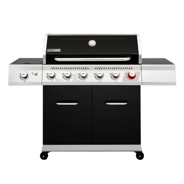 GA6402H 6-Burner BBQ Liquid Propane Gas Grill with Sear Burner and Side Burner, 74,000 BTU, Cabinet Style Grill in Black