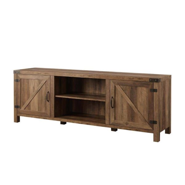 Furniture Company  70 in. Rustic Oak Composite TV Stand 75 in. with Doors - Image 10
