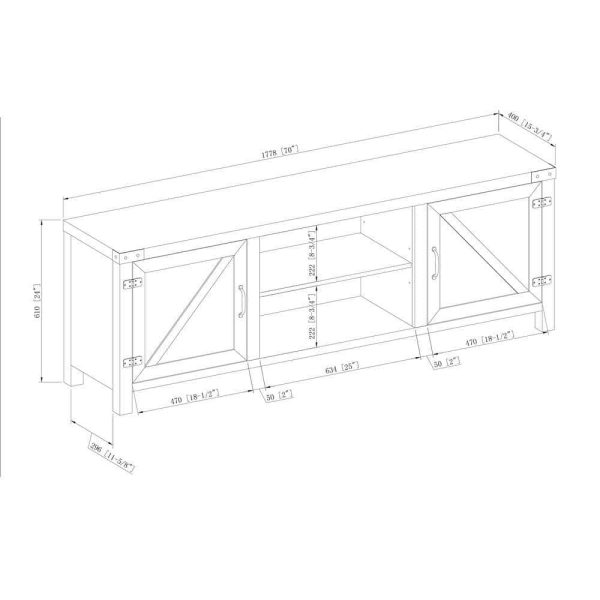 Furniture Company  70 in. Rustic Oak Composite TV Stand 75 in. with Doors - Image 3