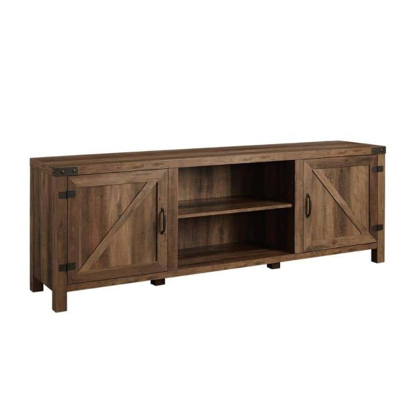 Furniture Company  70 in. Rustic Oak Composite TV Stand 75 in. with Doors - Image 9