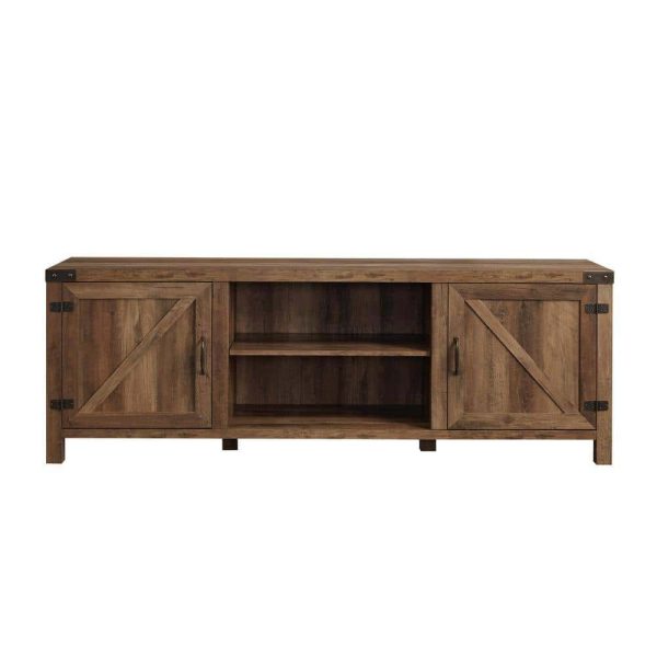 Furniture Company  70 in. Rustic Oak Composite TV Stand 75 in. with Doors - Image 7