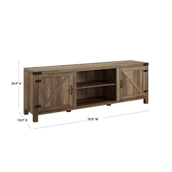 Furniture Company  70 in. Rustic Oak Composite TV Stand 75 in. with Doors - Image 8