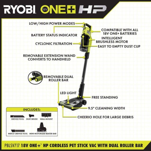 PBLSV717K-PCL700B ONE+ HP 18V Brushless Cordless Pet Stick Vacuum Kit - Image 3