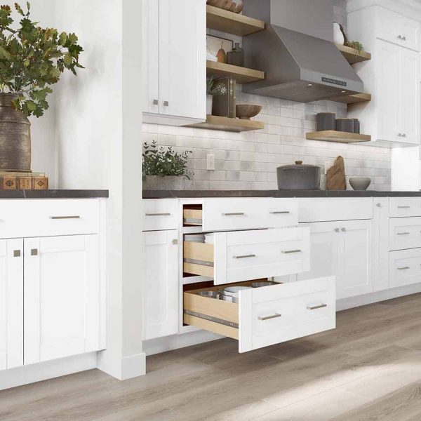 Bay Shaker 30 in. W x 24 in. D x 34.5 in. H Assembled Drawer Base Kitchen Cabinet in Satin White with Full Extension Glides - Image 8