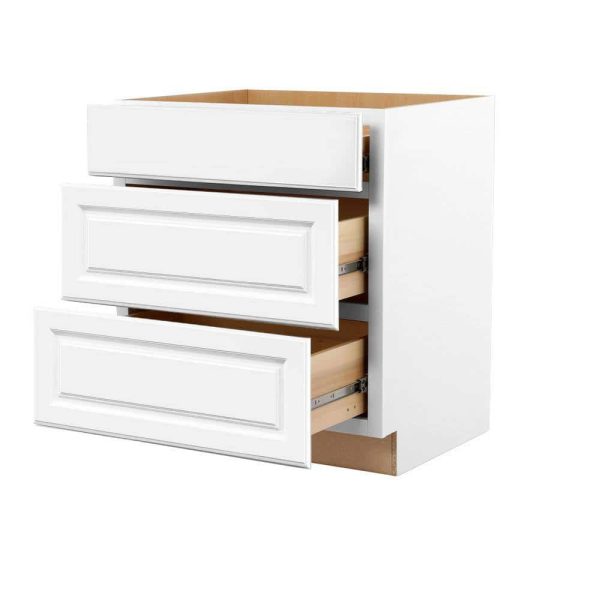 Bay  30 in. W x 24 in. D x 34.5 in. H Assembled Drawer Base Kitchen Cabinet in Satin White with Full Extension Glides - Image 5