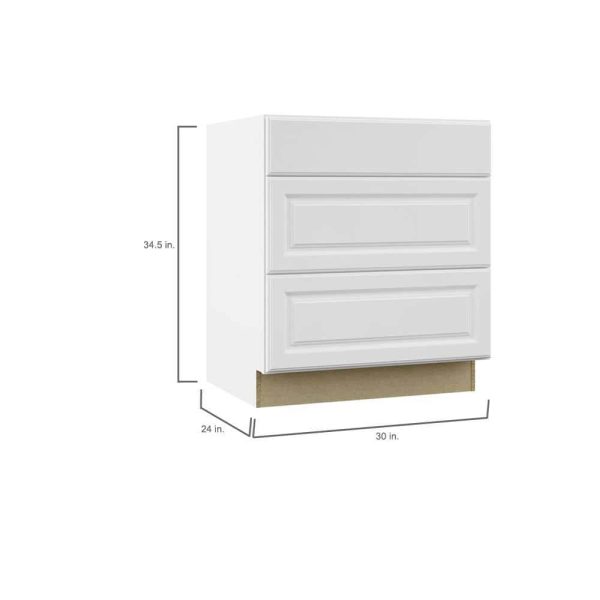 Bay  30 in. W x 24 in. D x 34.5 in. H Assembled Drawer Base Kitchen Cabinet in Satin White with Full Extension Glides - Image 3