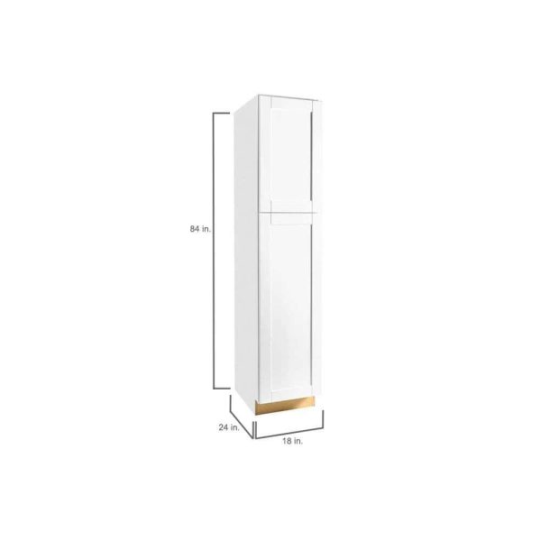 Bay KP1884-SSW Shaker 18 in. W x 24 in. D x 84 in. H Assembled Pantry Kitchen Cabinet in Satin White - Image 3