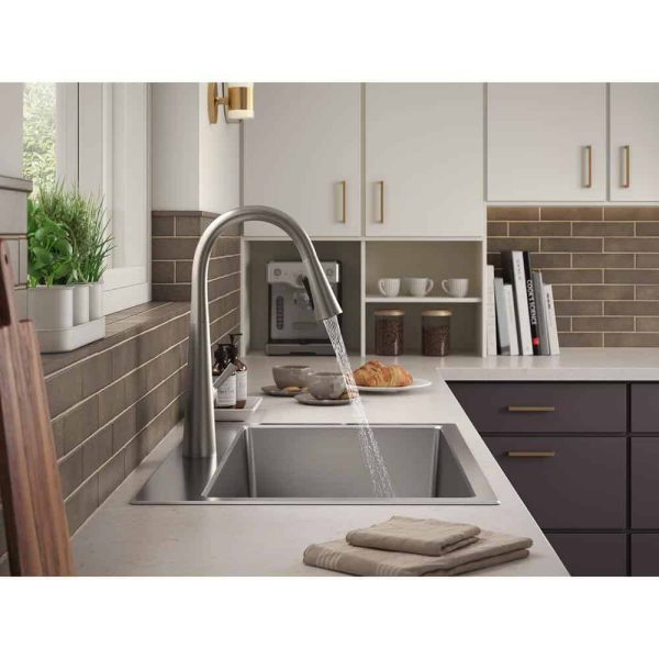 KOHLER K-RH28174-1PC-NA Cursiva All-in-One Stainless Steel 33 in. Single Bowl Drop-In or Undermount Kitchen Sink with Faucet - Image 3