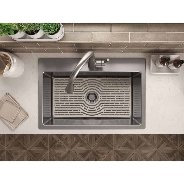 KOHLER K-RH28174-1PC-NA Cursiva All-in-One Stainless Steel 33 in. Single Bowl Drop-In or Undermount Kitchen Sink with Faucet - Image 6