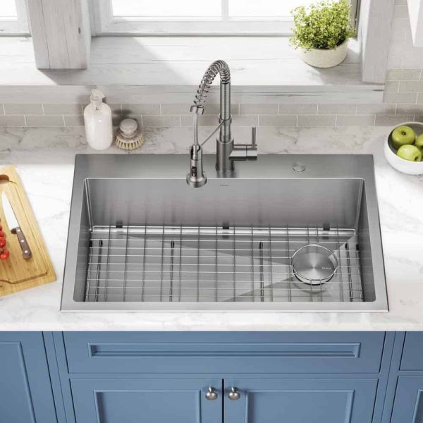 Loften All in One 33 in. Drop In/Undermount Single Bowl 18-Gauge Stainless Steel Kitchen Sink with Pull Down Faucet - Image 3