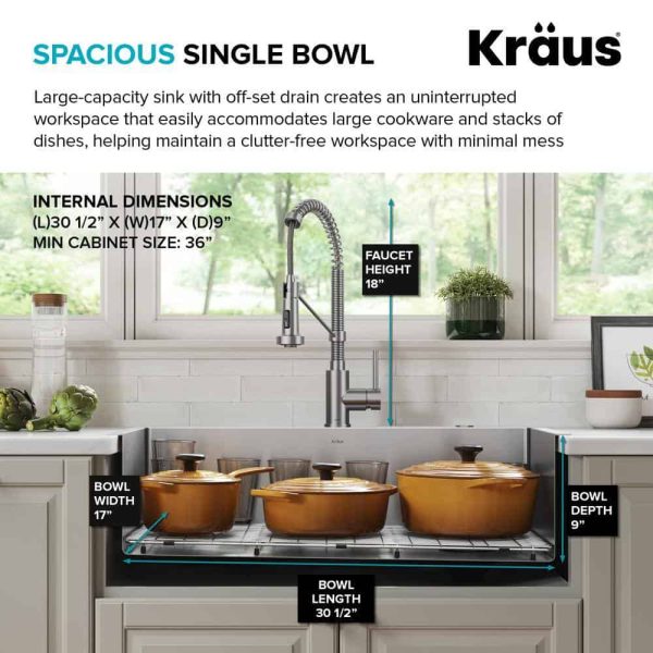 Loften All in One 33 in. Drop In/Undermount Single Bowl 18-Gauge Stainless Steel Kitchen Sink with Pull Down Faucet - Image 11