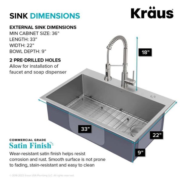 Loften All in One 33 in. Drop In/Undermount Single Bowl 18-Gauge Stainless Steel Kitchen Sink with Pull Down Faucet - Image 9
