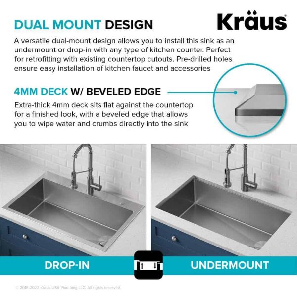 Loften All in One 33 in. Drop In/Undermount Single Bowl 18-Gauge Stainless Steel Kitchen Sink with Pull Down Faucet - Image 12