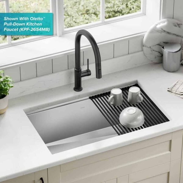 Kore Workstation Undermount Stainless Steel 30 in. Single Bowl Kitchen Sink w/Integrated Ledge and Accessories - Image 3