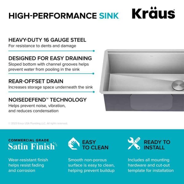 Kore Workstation Undermount Stainless Steel 30 in. Single Bowl Kitchen Sink w/Integrated Ledge and Accessories - Image 12