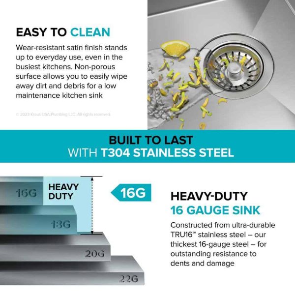 Kore Workstation 32-inch Undermount 16 Gauge Single Bowl Stainless Steel Kitchen Sink with Accessories (Pack of 5) - Image 10