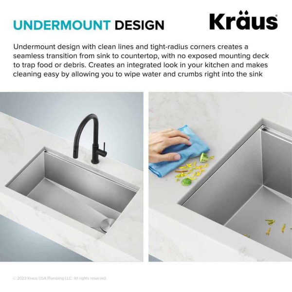 Kore Workstation 32-inch Undermount 16 Gauge Single Bowl Stainless Steel Kitchen Sink with Accessories (Pack of 5) - Image 7