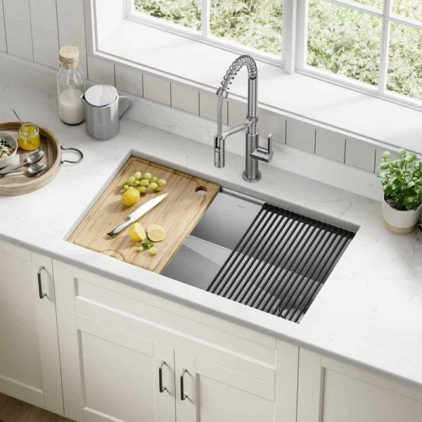 Kore Workstation 32-inch Undermount 16 Gauge Single Bowl Stainless Steel Kitchen Sink with Accessories (Pack of 5) - Image 14