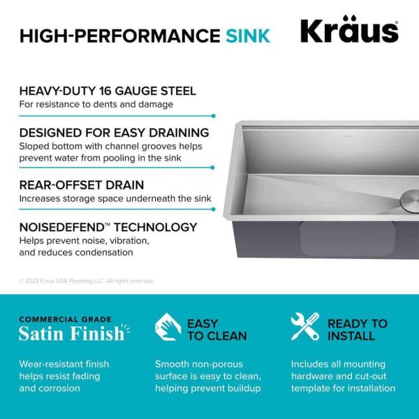 Kore Workstation 32-inch Undermount 16 Gauge Single Bowl Stainless Steel Kitchen Sink with Accessories (Pack of 5) - Image 12