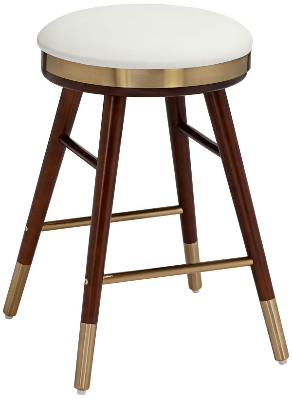 Studio 55D Parker 26  Modern Backless White and Gold Counter Stool - Image 8