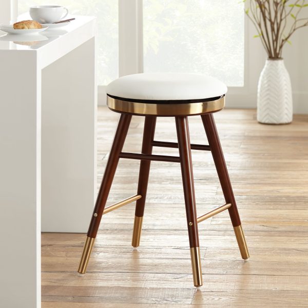 Studio 55D Parker 26  Modern Backless White and Gold Counter Stool