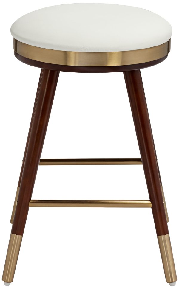 Studio 55D Parker 26  Modern Backless White and Gold Counter Stool - Image 5