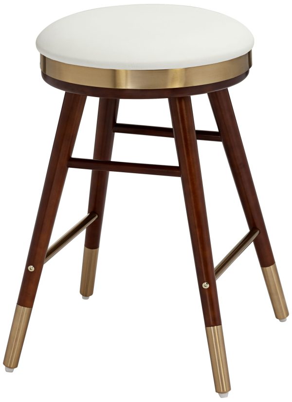 Studio 55D Parker 26  Modern Backless White and Gold Counter Stool - Image 4