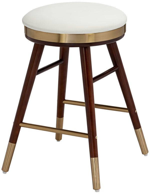 Studio 55D Parker 26  Modern Backless White and Gold Counter Stool - Image 3
