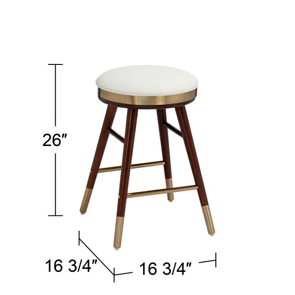 Studio 55D Parker 26  Modern Backless White and Gold Counter Stool - Image 2