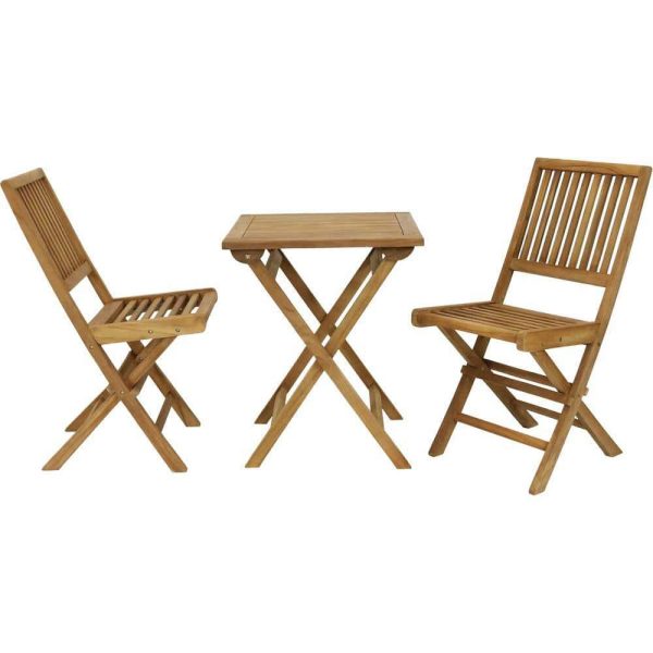Decor  Nantasket 3-Piece Teak Folding Outdoor Bistro Set (2 Chairs and 1 Table)