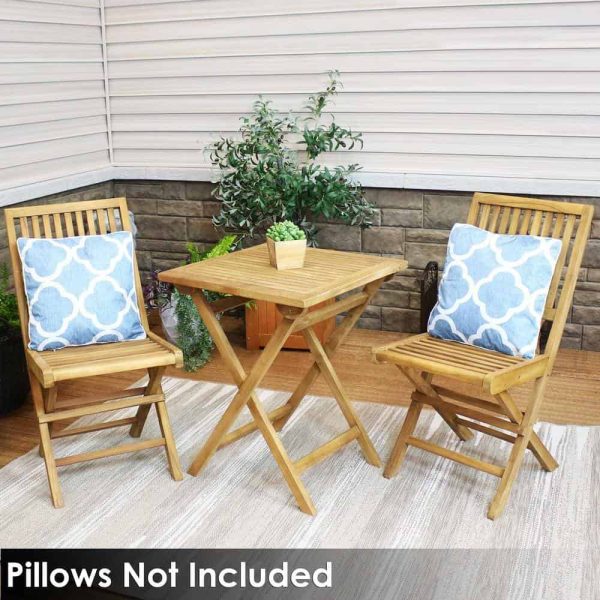 Decor  Nantasket 3-Piece Teak Folding Outdoor Bistro Set (2 Chairs and 1 Table) - Image 9