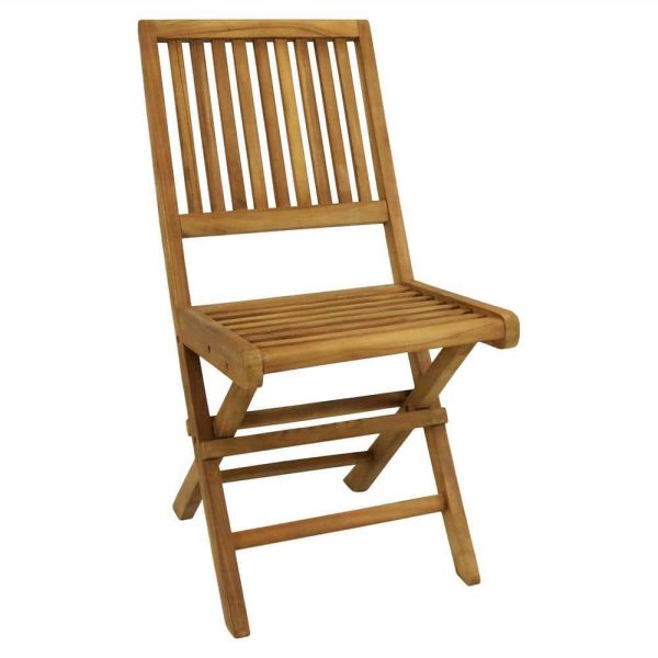 Decor  Nantasket 3-Piece Teak Folding Outdoor Bistro Set (2 Chairs and 1 Table) - Image 4