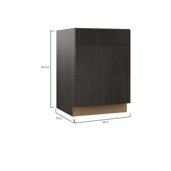 Bay B3D24-EDTH Designer Series Edgeley Assembled 24 34.5 23.75 in. Drawer Base Kitchen Cabinet in Thunder - Image 3