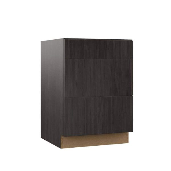 Bay B3D24-EDTH Designer Series Edgeley Assembled 24 34.5 23.75 in. Drawer Base Kitchen Cabinet in Thunder