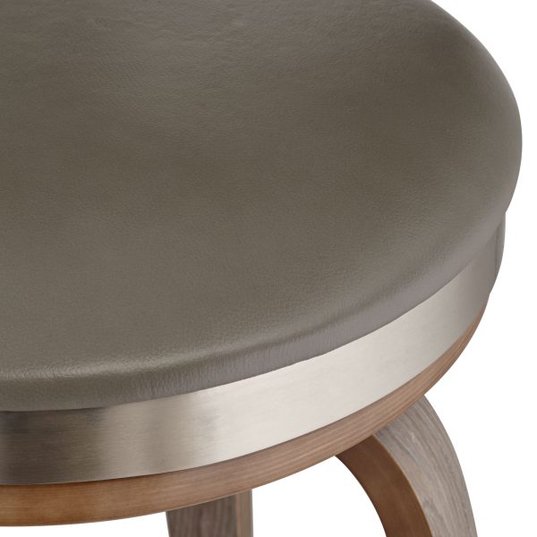 Tilden 26  High Wood and Gray Leather Swivel Seat Counter Stool - Image 11