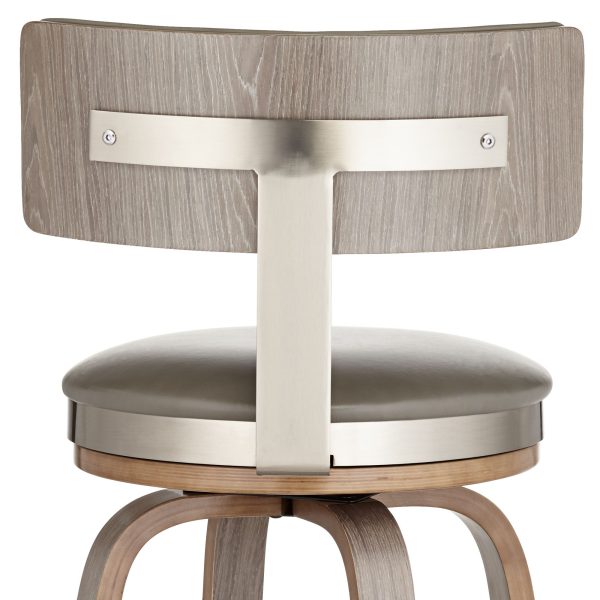 Tilden 26  High Wood and Gray Leather Swivel Seat Counter Stool - Image 9