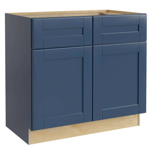 MILL S PRIDE Richmond Valencia Blue Plywood Shaker Ready to Assemble Base Kitchen Cabinet Soft Close 36 in W x 24 in D x 34.5 in H