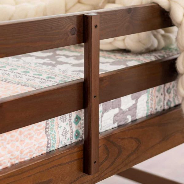 Furniture Company  Low Solid Wood Twin Over Twin Bunk Bed   Walnut - Image 4