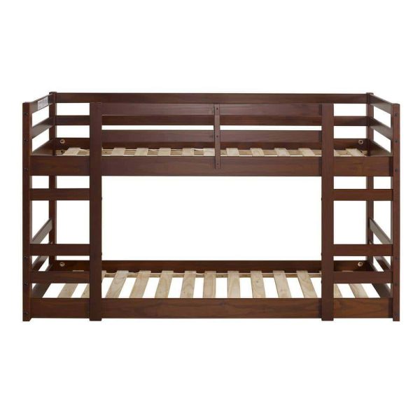 Furniture Company  Low Solid Wood Twin Over Twin Bunk Bed   Walnut - Image 8
