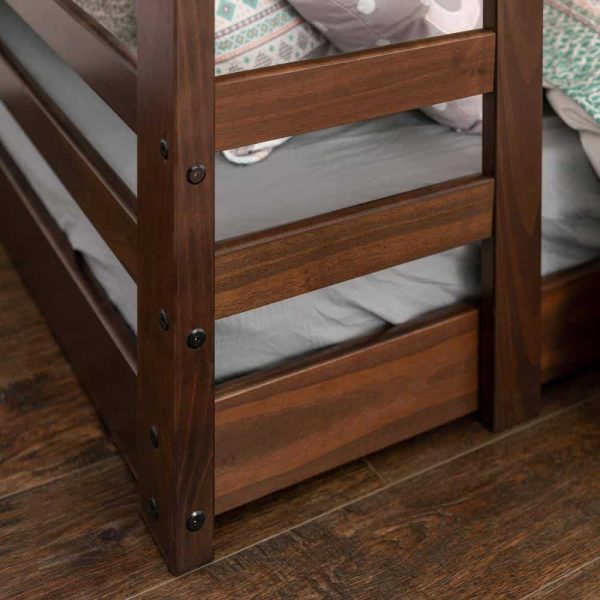 Furniture Company  Low Solid Wood Twin Over Twin Bunk Bed   Walnut - Image 5