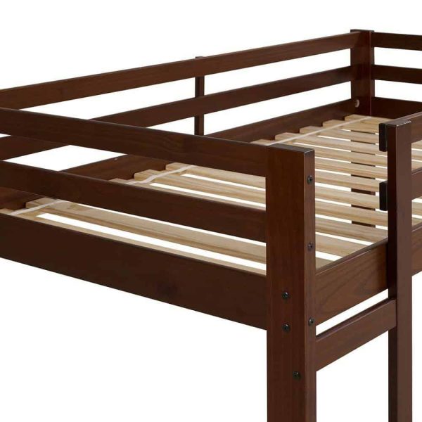 Furniture Company  Low Solid Wood Twin Over Twin Bunk Bed   Walnut - Image 6