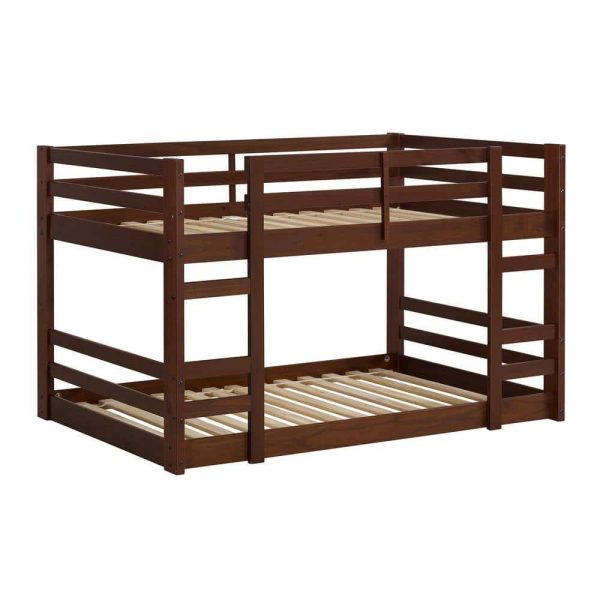 Furniture Company  Low Solid Wood Twin Over Twin Bunk Bed   Walnut - Image 7