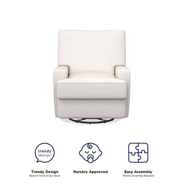 Dorel Living  Raymond White Coil-Seating Swivel Glider Recliner Chair - Image 10