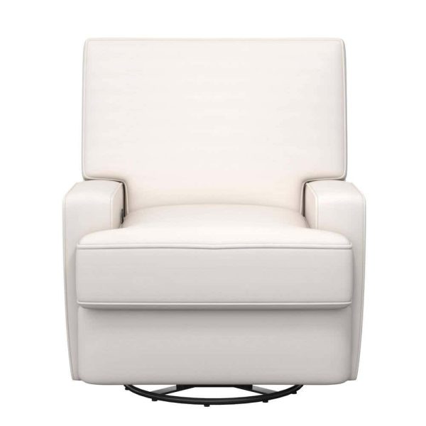 Dorel Living  Raymond White Coil-Seating Swivel Glider Recliner Chair - Image 4