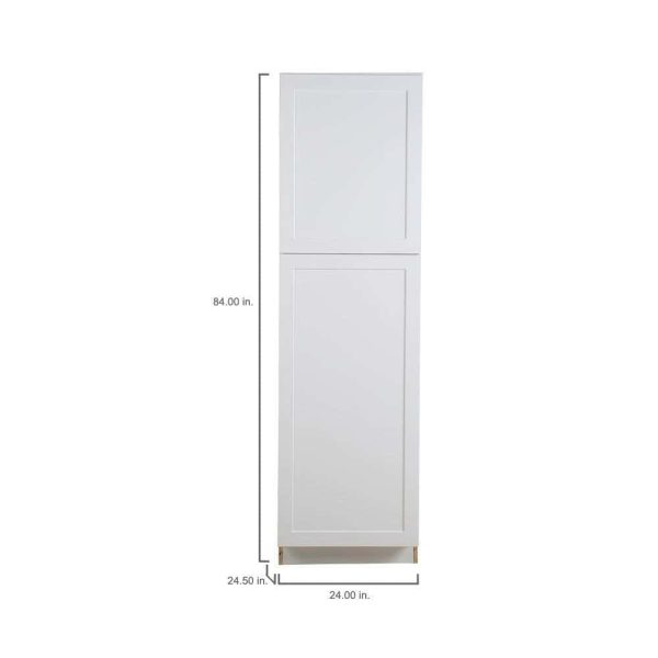 Bay  White Shaker Assembled Pantry Cabinet with Adjustable Shelves   Soft Close Doors (24 in. W x 24.5 in. D) - Image 14